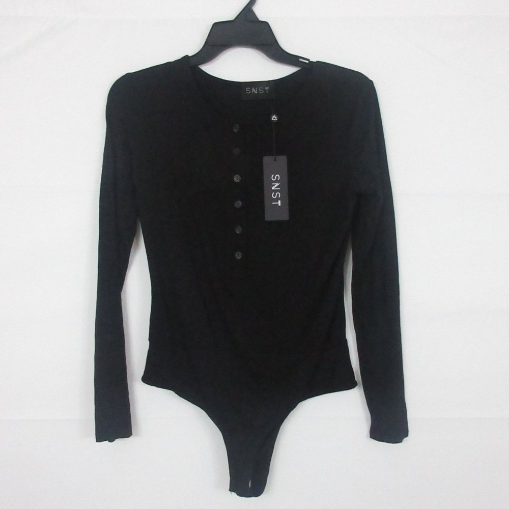 SNST black Bodysuit S Mabel Button Up Black top women's SMALL NEW
